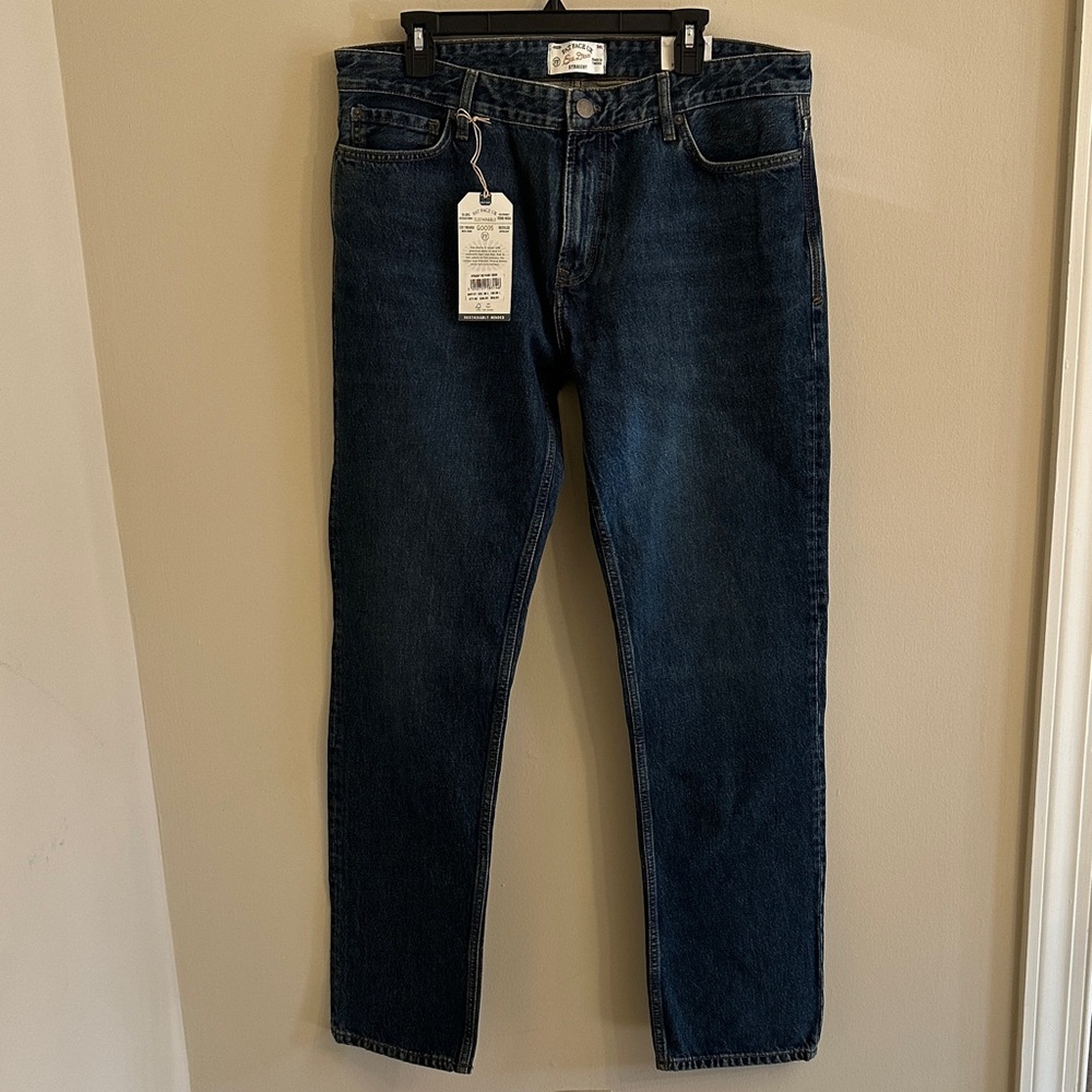NWT FATFACE 36 L Men's Dark Blue Straight-Leg Jeans
